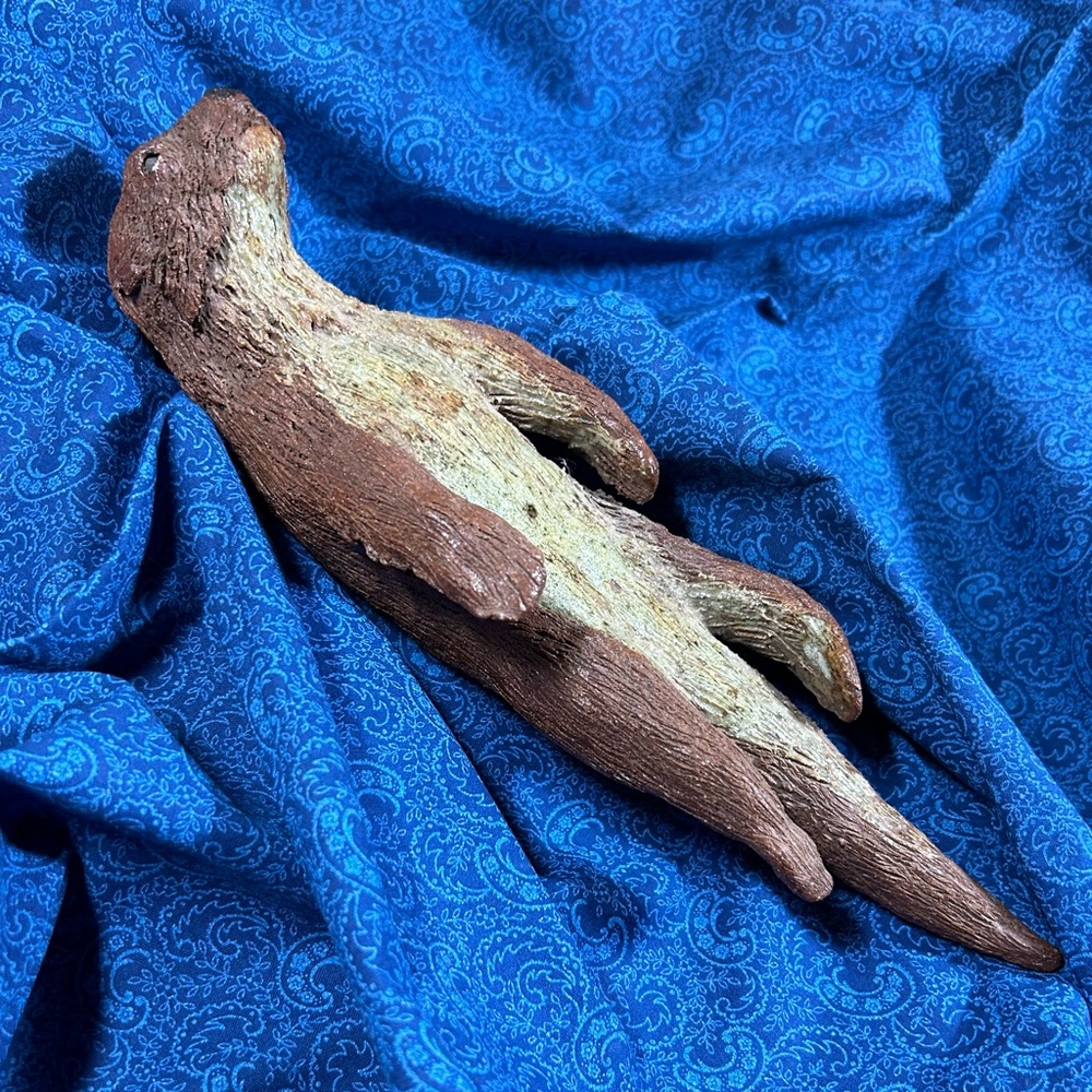 OOAK Studio Art OTTER Handmade Stoneware Garden Figurine Tchotchke Statuette